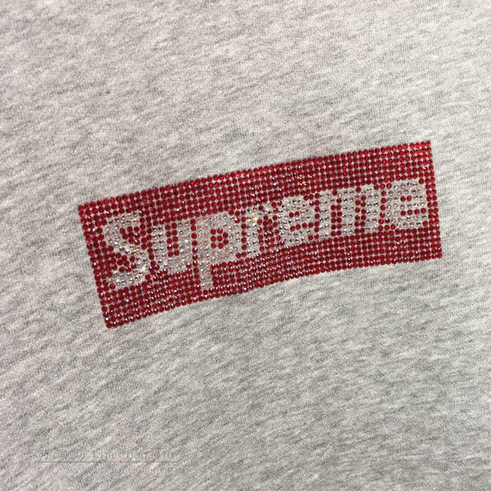 Supreme男裝 19-20FW施華洛世奇新款 最高品質 灰色 Supreme男士連帽套頭衛衣 男士秋季最新單品  tzy2359